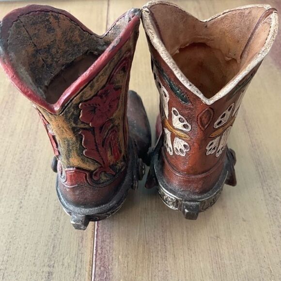 Western Cowboy Boot Carved Decorative Shelf Home Decor - Picture 5 of 5